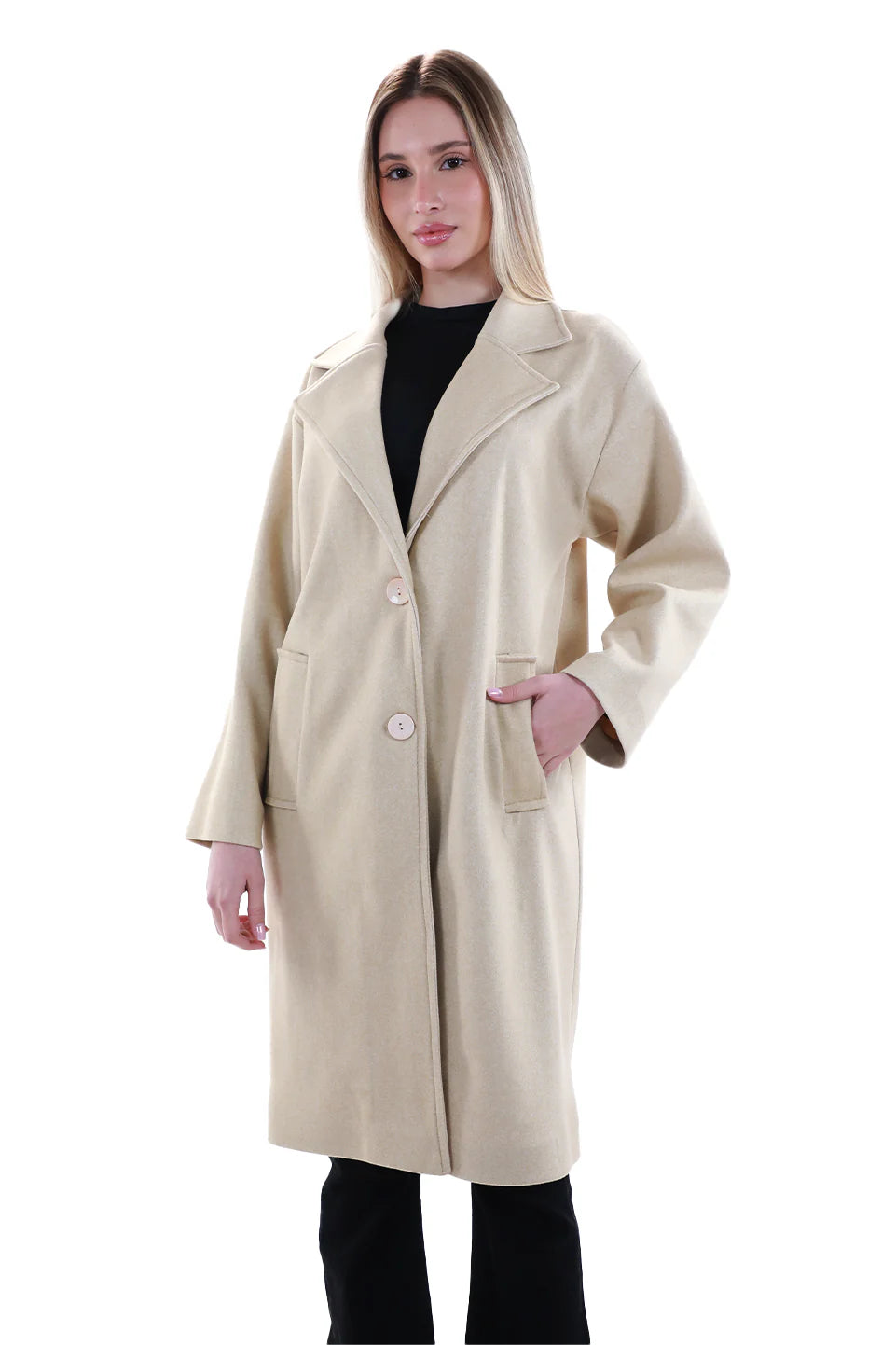 Comfy Layers Beige Length Knee Coat