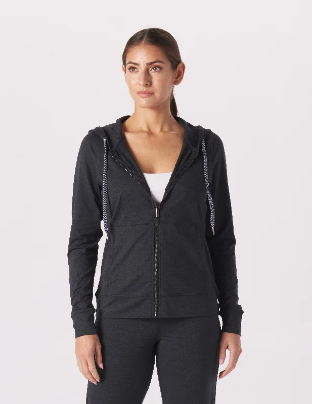 Soft Trends On The Go Lightweight Zip Up Hoodie: Black Marble