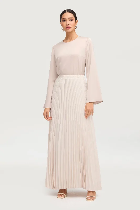 Cozy Lifestyle Pleated Maxi Skirt - Stone