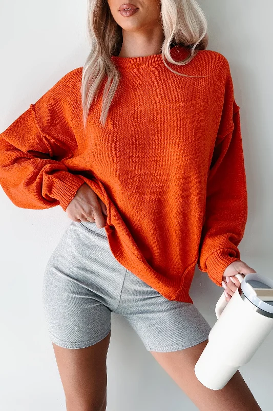 Trendy Layers Favored For Fall Oversized Sweater (Coral Orange)