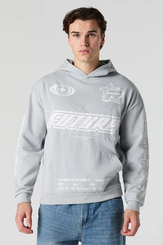 Soft Looks Racing Graphic Embroidered Fleece Hoodie