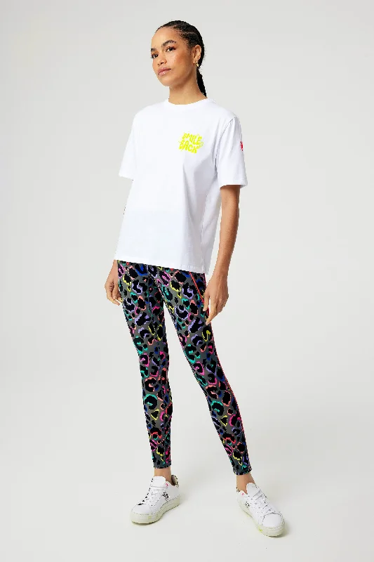 Cozy Essentials Dark Khaki with Rainbow Shadow Leopard Full Length Active Leggings