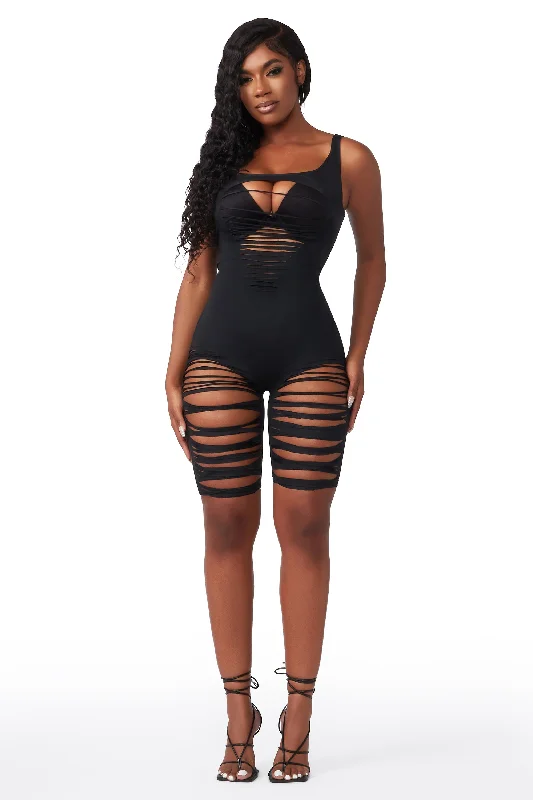 Everyday Outfits Cut My Heart Into Pieces Black Slashed Romper