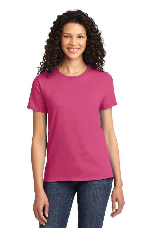 Weekend Comfort Wear Port & Company Womens Essential Short Sleeve Crewneck T-Shirt - Sangria Pink - Closeout
