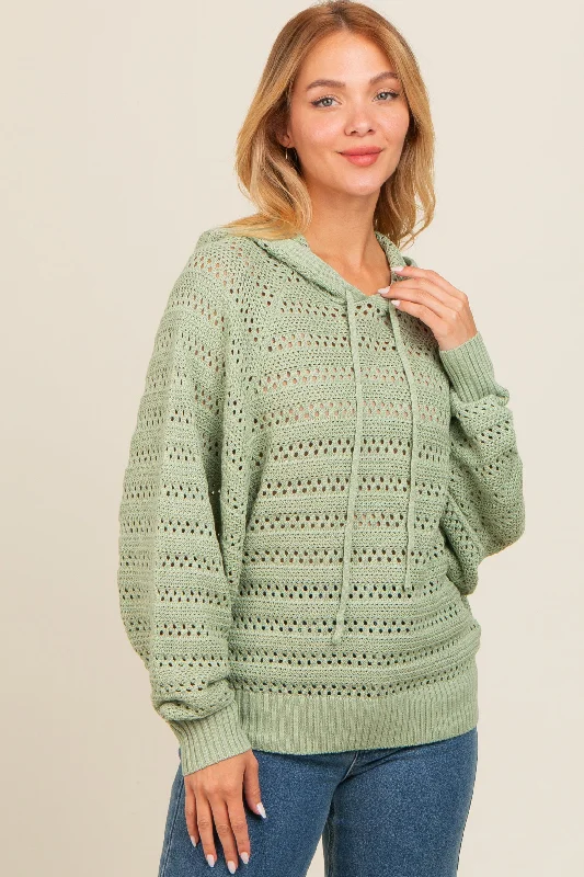 Soft Clothing Light Olive Pointelle Knit Sweater