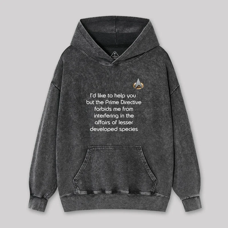 Chic Outfits Rude Star Trek Prime Directive Geek Washed Hoodie