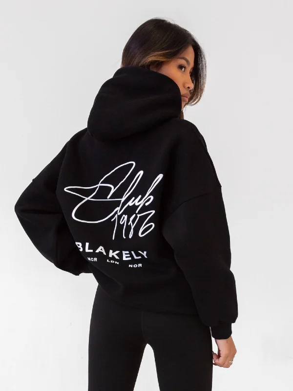 Cozy Lifestyle Club Oversized Hoodie - Black