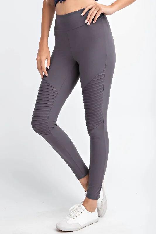 Soft Tops Full Length Moto Leggings In Grey