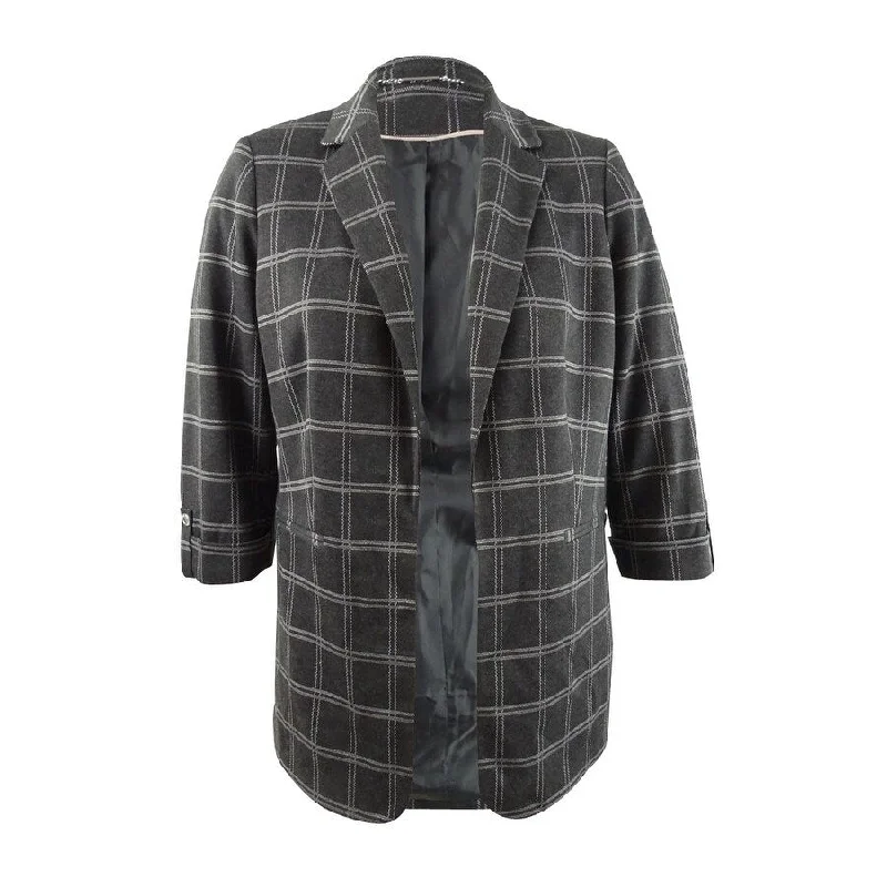 Weekend Comfort Wear Calvin Klein Women's Plaid Roll-Tab Blazer (10, Charcoal Multi) Weekend Comfort Wear Calvin Klein Women's Plaid Roll-Tab Blazer (10, Charcoal Multi)