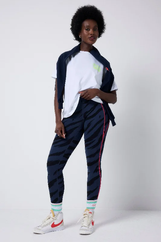 Everyday Style Navy with Black Graphic Tiger Print Full Length Active Leggings