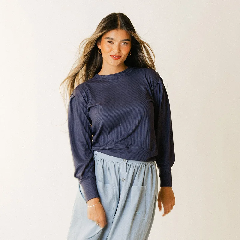 Simple Looks Serena Top, Navy Rib