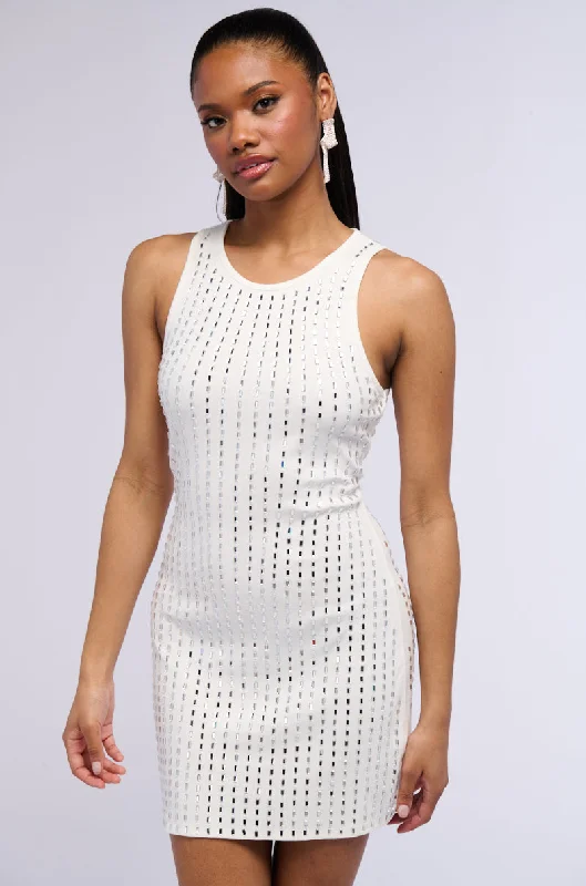 Relaxed Fashion CASUAL BUT NOT RHINESTONE MINI DRESS