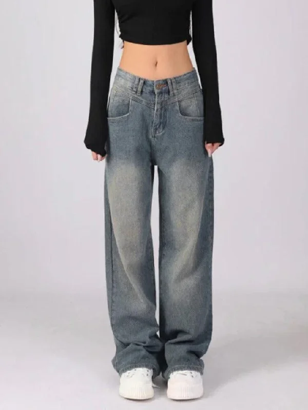 Cozy Fitting Vintage Washed High Waist Boyfriend Jeans
