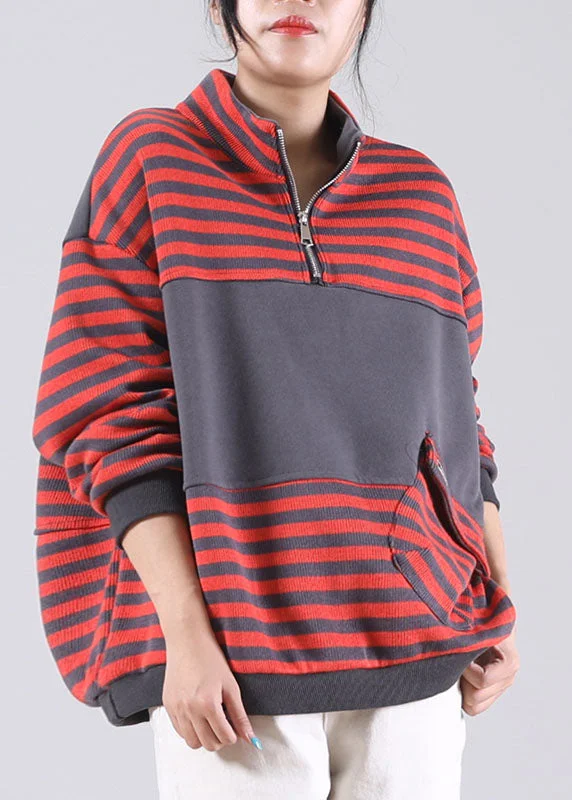 Casual Chic Outfits diy Orange Striped Sweatshirts Top Spring