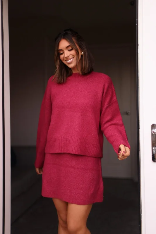 Soft Wearables Berry Ribbed Mock Neck Sweater-FINAL SALE