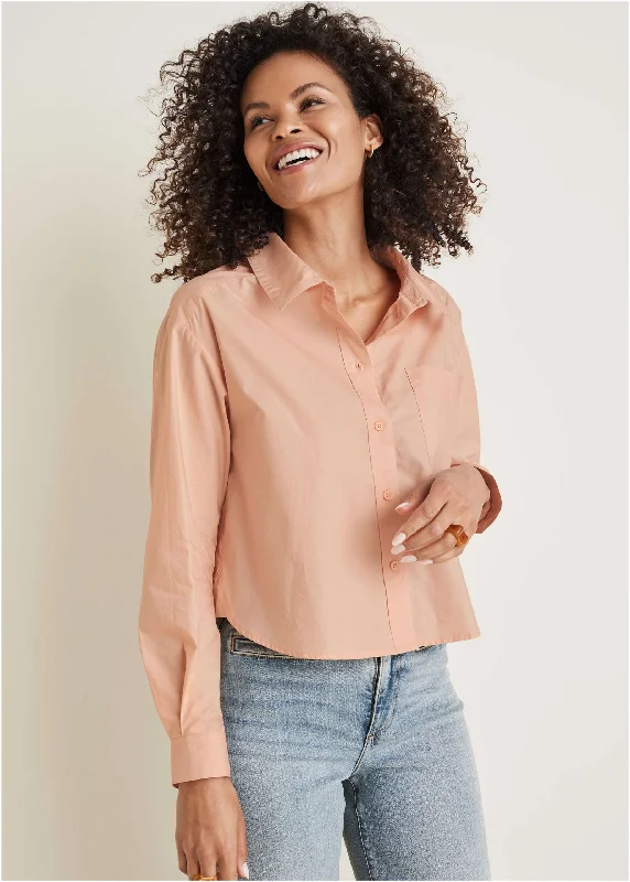 Comfy Layers Cropped Button-Down - Evening Sand