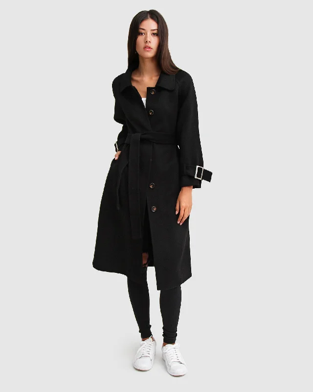 Comfortable Chic Shore To Shore Belted Wool Coat - Black