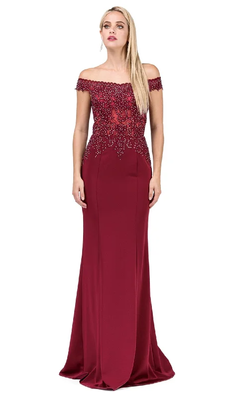 Relaxed Looks Dancing Queen - 2440 Adorned Illusion Off Shoulder Prom Gown