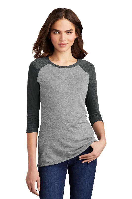 Comfortable Tops District Womens Perfect Tri 3/4 Sleeve Crewneck T-Shirt - Grey Frost/Black