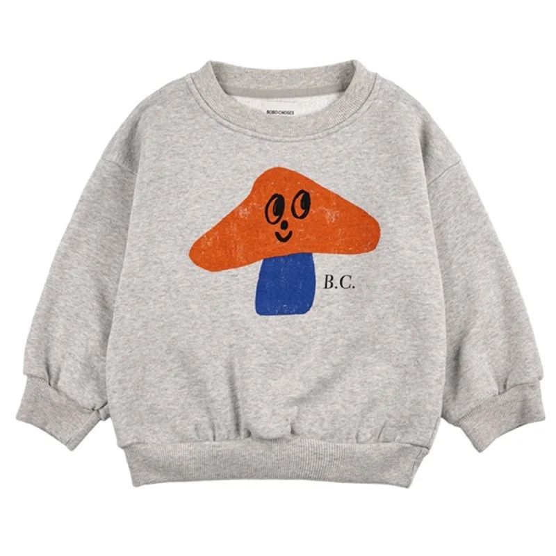 Comfortable Sweaters Bobo Choses Light Heather Grey Mr. Mushroom Sweatshirt