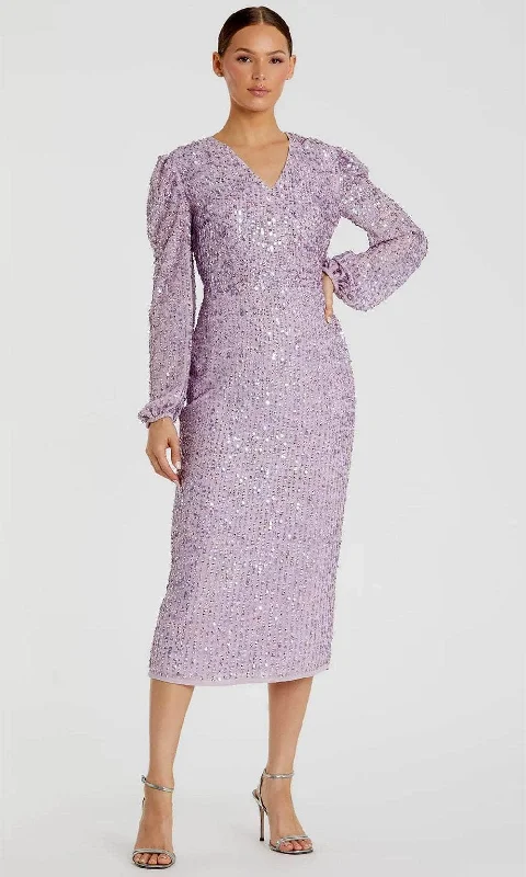 Smart Comfort Wear Mac Duggal 107641 - Linear Sequin Long Sleeve Evening Dress