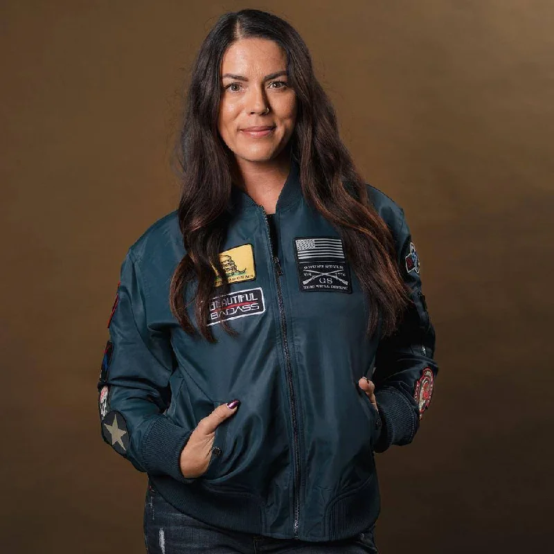 Cozy Footwear Women's Classified Bomber Jacket - Navy