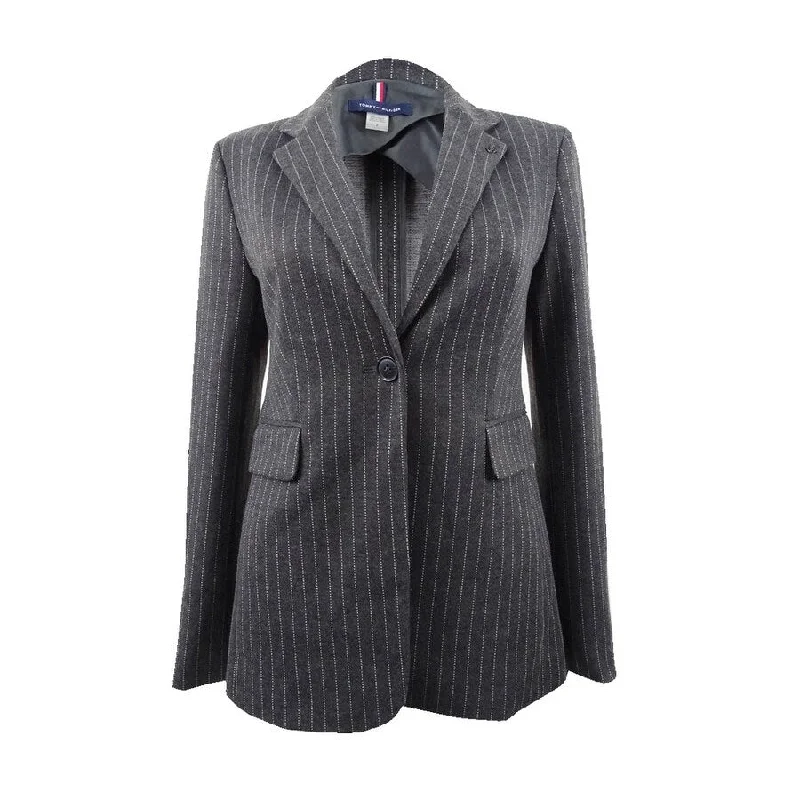 Fashionable Comfort Tommy Hilfiger Women's Pinstriped One-Button Knit Jacket