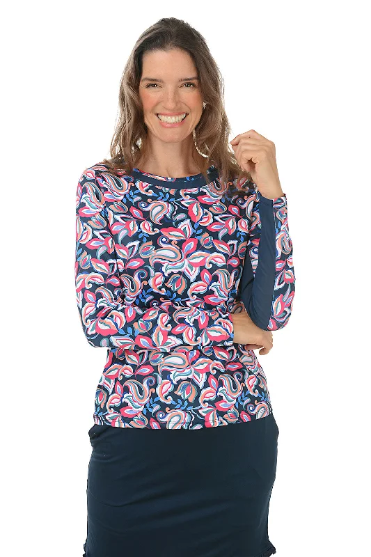 Light Comfort Paisley Mesh Scoop Neck UPF50 Sun Shirt