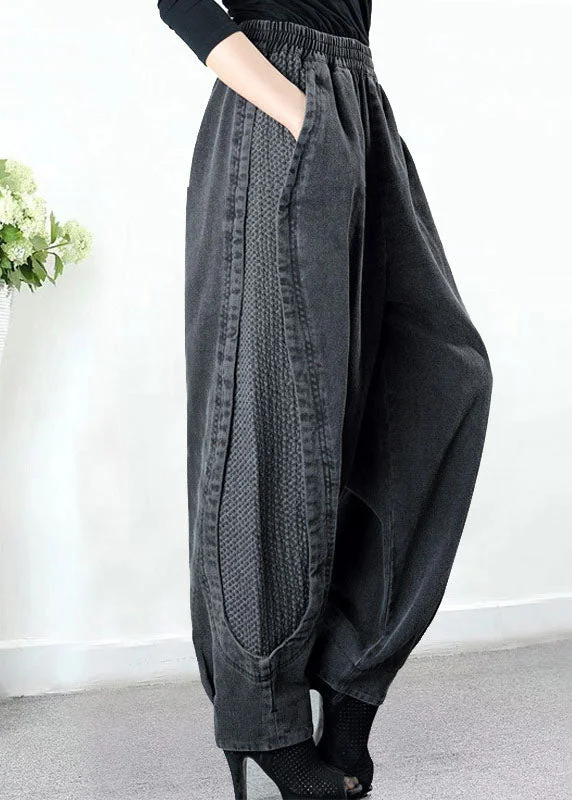 Casual Chic Looks Plus Size Grey Pockets Patchwork Harem Fall Denim Pants