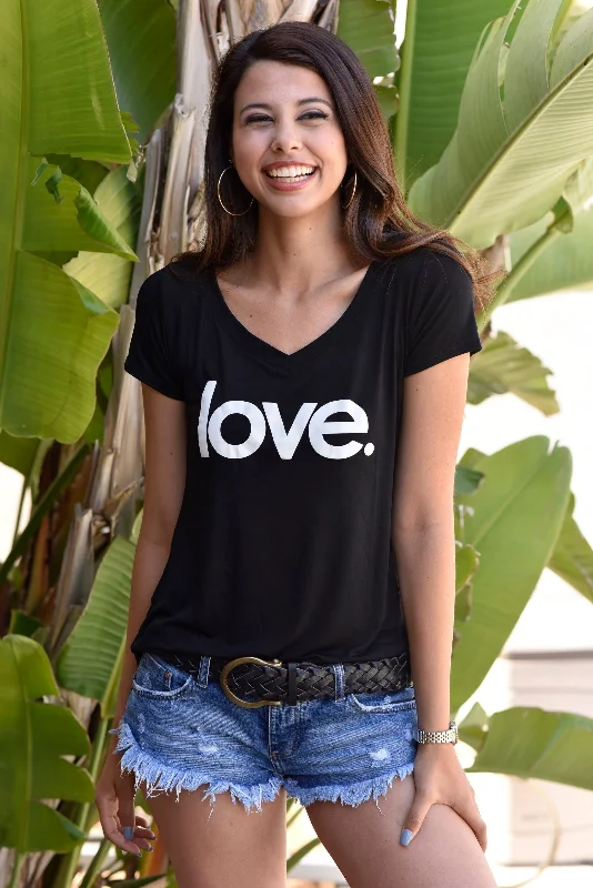 Relaxed Fit Wear Black Tee with Love Graphic