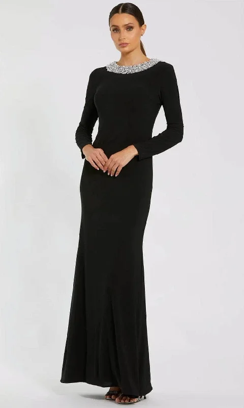 Trendy Looks Ieena Duggal 49951 - Long Sleeve Beaded Neckline Evening Gown