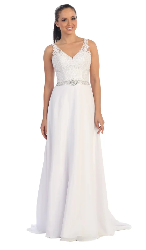 Comfortable Chic Dancing Queen - 9176 V-neck Lace Evening Gown