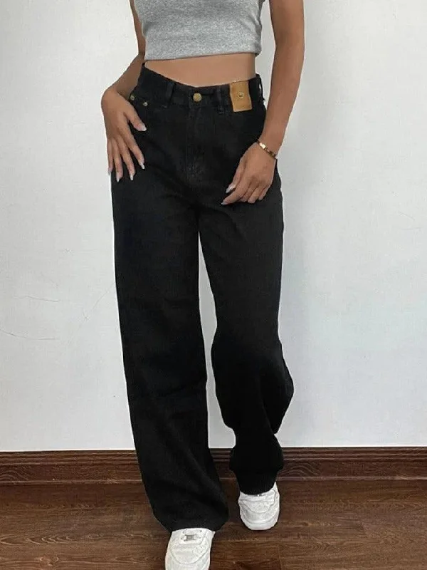 Cozy Lifestyle Versatile Black High Rise Boyfriend Jeans