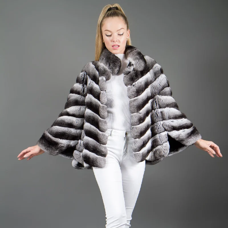 Cozy Lounge Wear Chinchilla Fur poncho Luxury