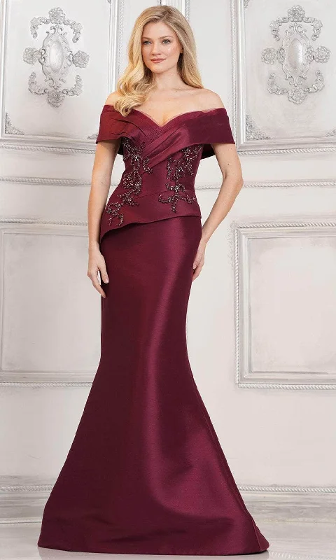 All-Day Outfits Marsoni by Colors MV1312 - Beaded Applique Off Shoulder Formal Gown
