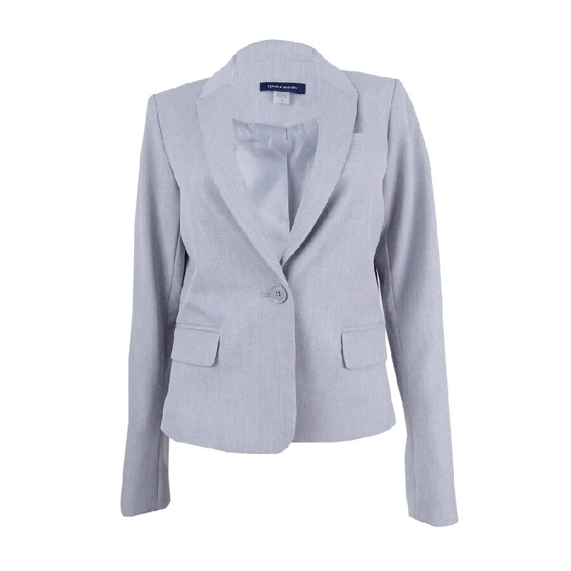 Fashion Comfort Tommy Hilfiger Women's One-Button Blazer (4, Light Grey)