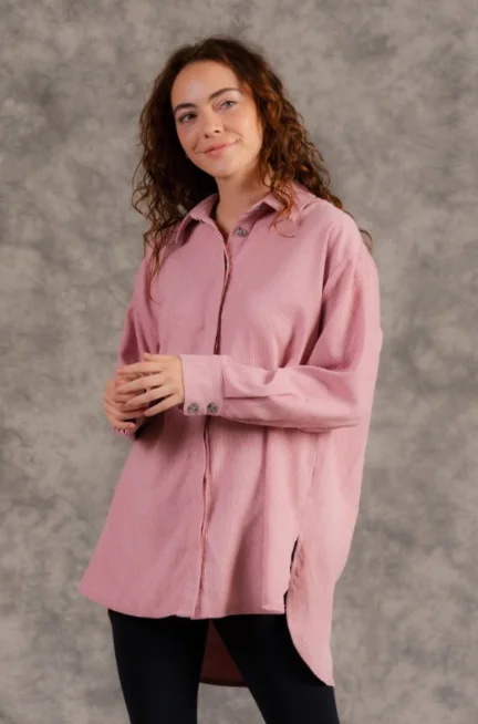 Comfortable Jackets From Here On Out Oversized Corduroy Long Sleeve Top (Blush)