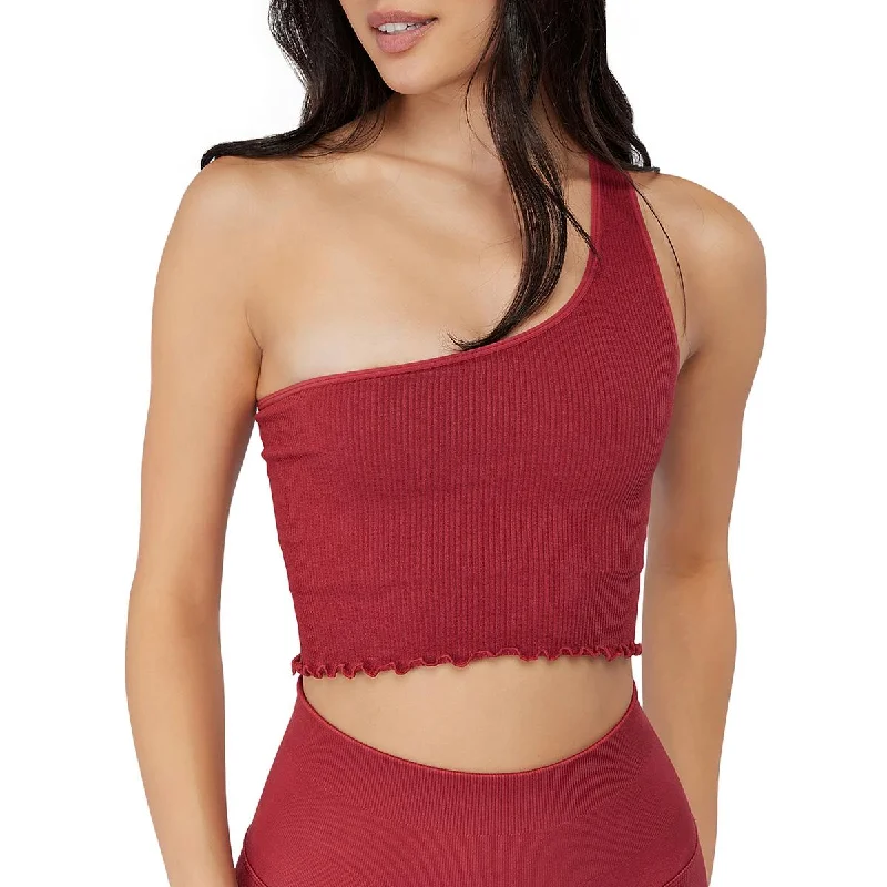 Casual Ease Spiritual Gangster Womens Ribbed One Shoulder Crop Top