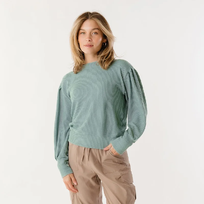 Versatile Casuals Serena Ribbed Top, Deep Spa