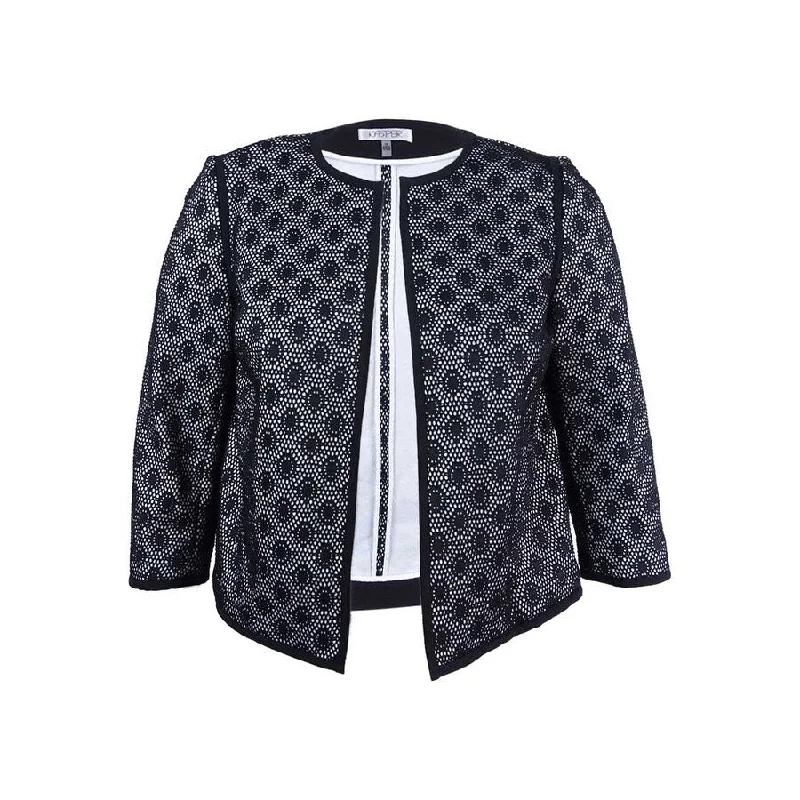 Modern Chic Kasper Women's Contrast-Lace Blazer (6, Black/Vanilla Ice)