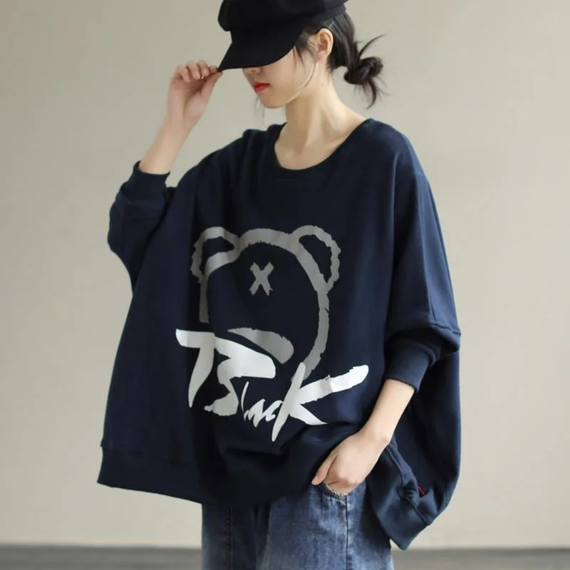 Cozy Essentials Classy O Neck cotton Spring Shirts Christmas Gifts Navy tops