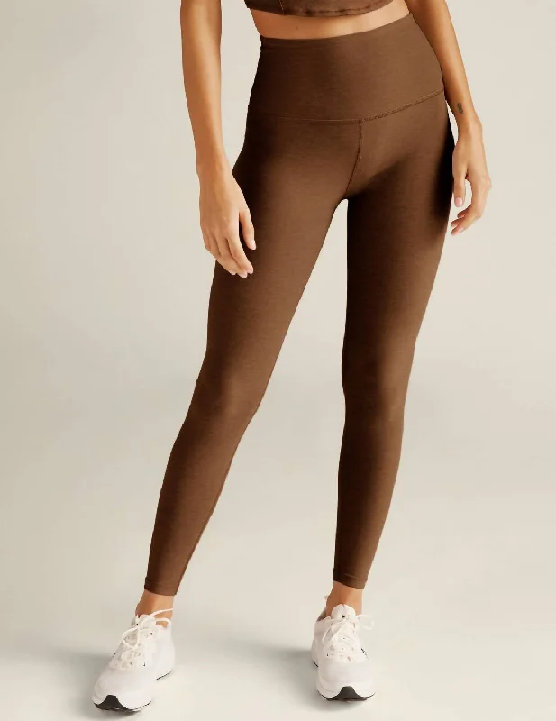 Soft Feel Spacedye Caught In The Midi Legging In Bold Mocha