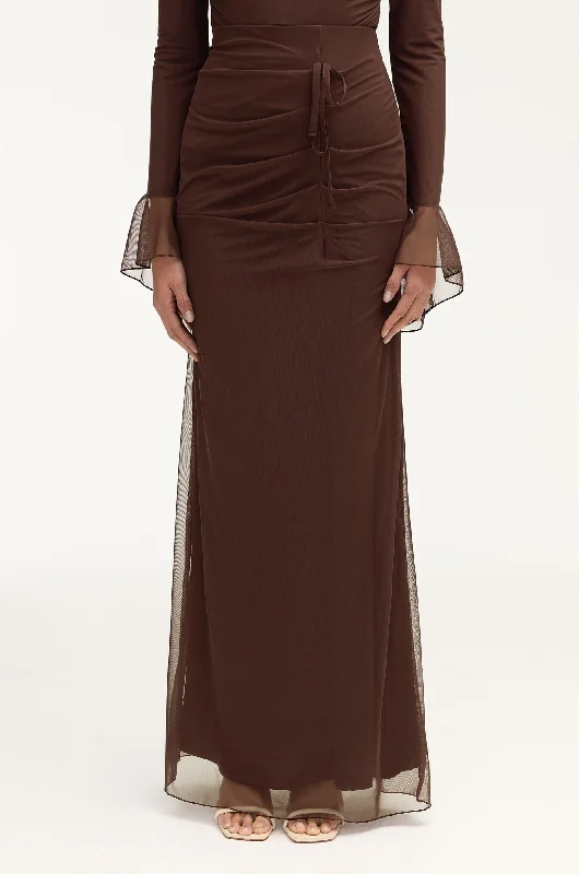 Comfortable Tops Capri Rouched Maxi Skirt - Espresso