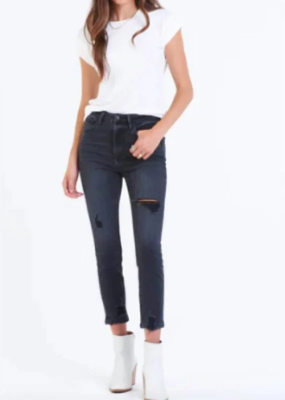 Soft Layers Stella Super Hr Crop Slim Straight Jean In Black