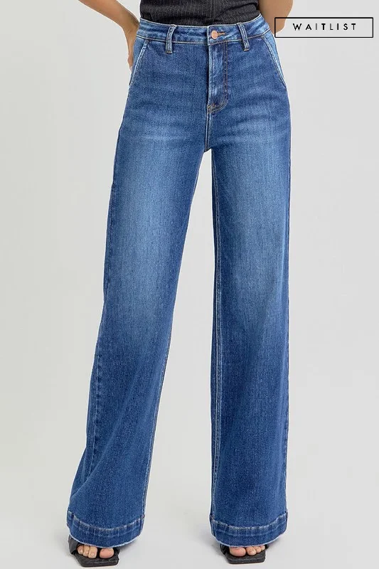 Casual Fit Waitlist 3/21 ♥ Rudy High Rise Slanted Pocket Wide Leg Jeans Dark Wash