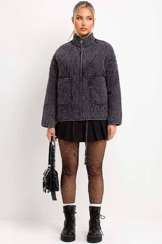 Relaxed Fashion Padded Quilted Jacket With Adjustable Drawstring Hem