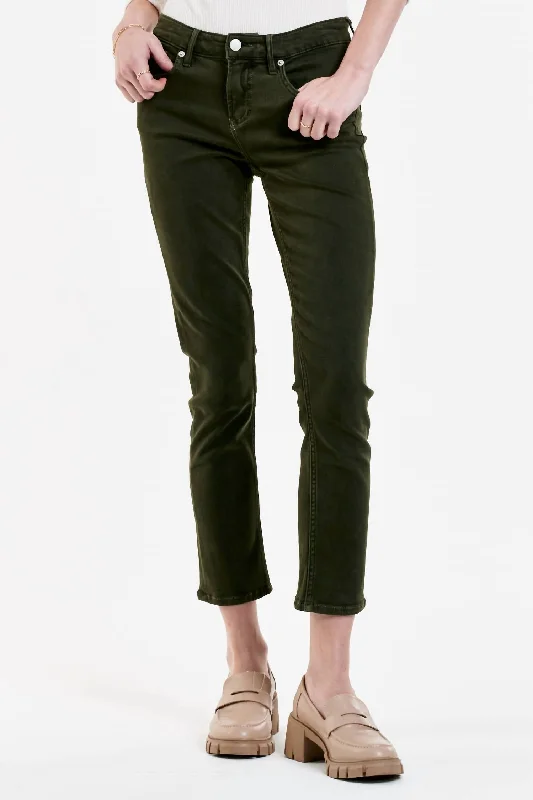 Warm Layers Blaire High Rise Ankle Slim Straight Jeans In Pine