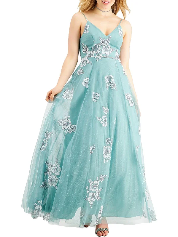 Stylish Jackets Juniors Womens Floral Chiffon Evening Dress