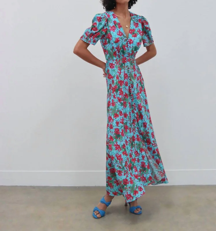 Easy Chic Wear Lea Long Dress in Aquarium