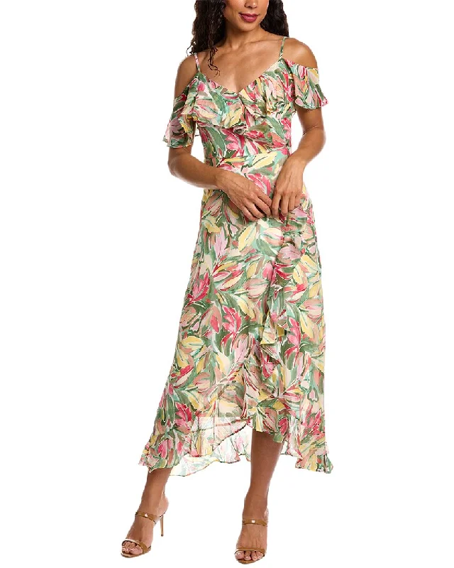 Casual Fit London Times Ruffle Wrap Maxi Dress